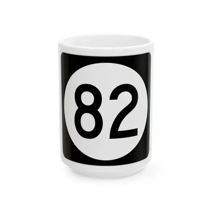 Iowa 82 (Iowa) (Road Sign) White Coffee Mug 15oz - Go Mug Yourself