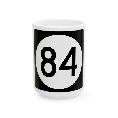 Iowa 84 (Iowa) (Road Sign) White Coffee Mug 15oz - Go Mug Yourself