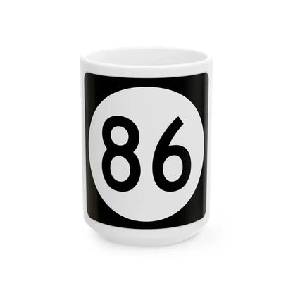 Iowa 86 (Iowa) (Road Sign) White Coffee Mug 15oz - Go Mug Yourself