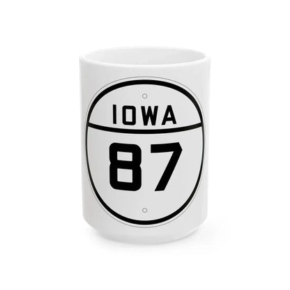 Iowa 87 1926 (Iowa) (Road Sign) White Coffee Mug 15oz - Go Mug Yourself