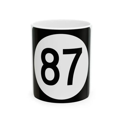 Iowa 87 (Iowa) (Road Sign) White Coffee Mug 11oz - Go Mug Yourself