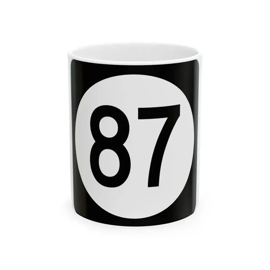 Iowa 87 (Iowa) (Road Sign) White Coffee Mug 11oz - Go Mug Yourself