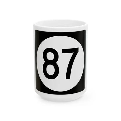 Iowa 87 (Iowa) (Road Sign) White Coffee Mug 15oz - Go Mug Yourself