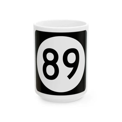 Iowa 89 (Iowa) (Road Sign) White Coffee Mug 15oz - Go Mug Yourself