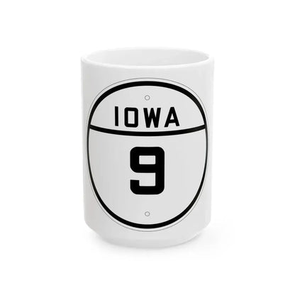 Iowa 9 1926 (Iowa) (Road Sign) White Coffee Mug 15oz - Go Mug Yourself