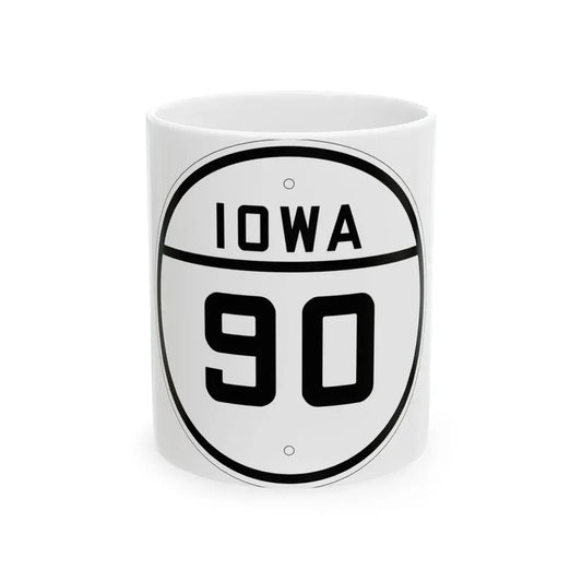 Iowa 90 1926 (Iowa) (Road Sign) White Coffee Mug 11oz - Go Mug Yourself