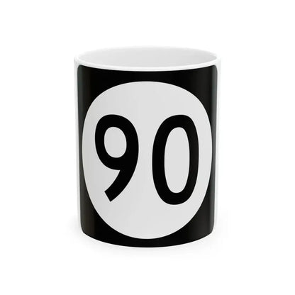 Iowa 90 (Iowa) (Road Sign) White Coffee Mug 11oz - Go Mug Yourself