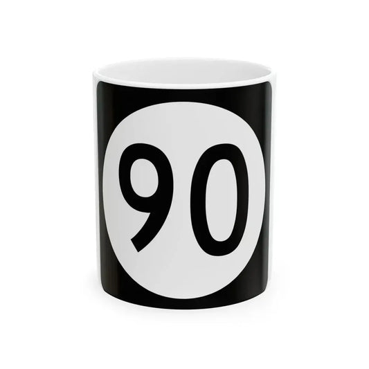 Iowa 90 (Iowa) (Road Sign) White Coffee Mug 11oz - Go Mug Yourself