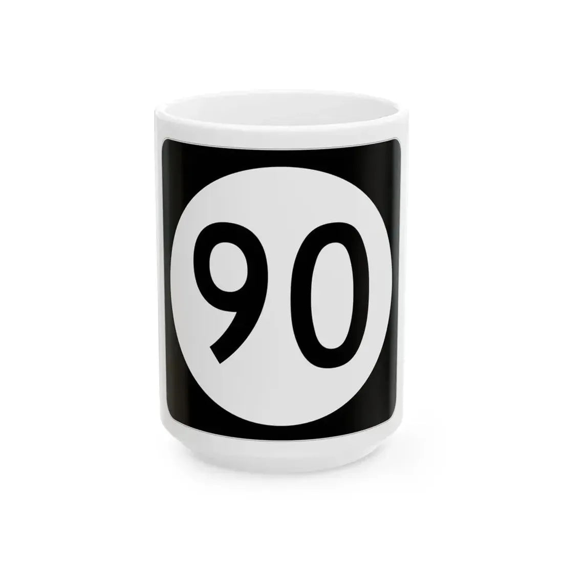 Iowa 90 (Iowa) (Road Sign) White Coffee Mug 15oz - Go Mug Yourself