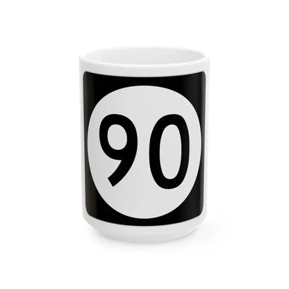 Iowa 90 (Iowa) (Road Sign) White Coffee Mug 15oz - Go Mug Yourself