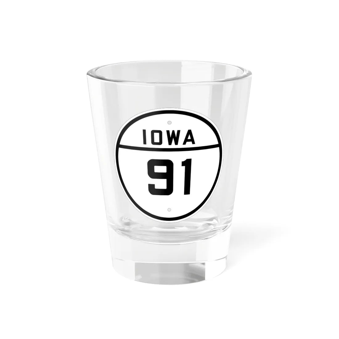 Iowa 91 1926 (Iowa) (Road Sign) Shot Glass 1.5oz 1.5oz - Go Mug Yourself
