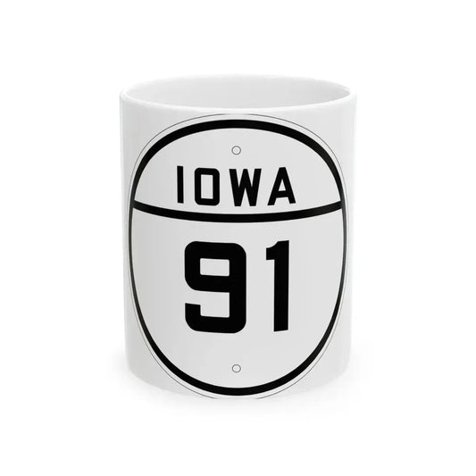 Iowa 91 1926 (Iowa) (Road Sign) White Coffee Mug 11oz - Go Mug Yourself