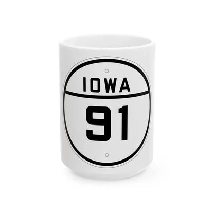 Iowa 91 1926 (Iowa) (Road Sign) White Coffee Mug 15oz - Go Mug Yourself