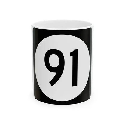 Iowa 91 (Iowa) (Road Sign) White Coffee Mug 11oz - Go Mug Yourself