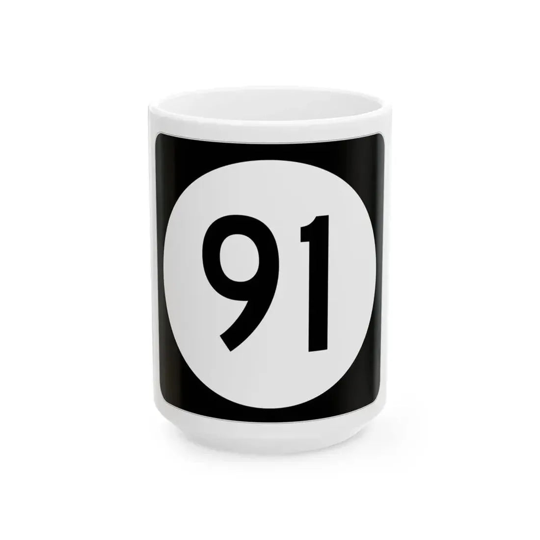 Iowa 91 (Iowa) (Road Sign) White Coffee Mug 15oz - Go Mug Yourself