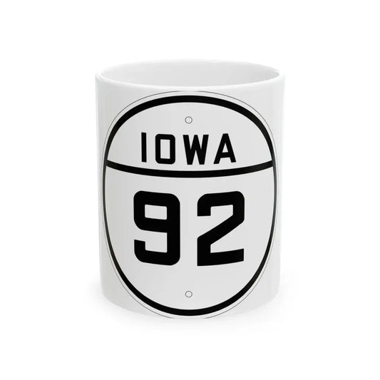 Iowa 92 1926 (Iowa) (Road Sign) White Coffee Mug 11oz - Go Mug Yourself