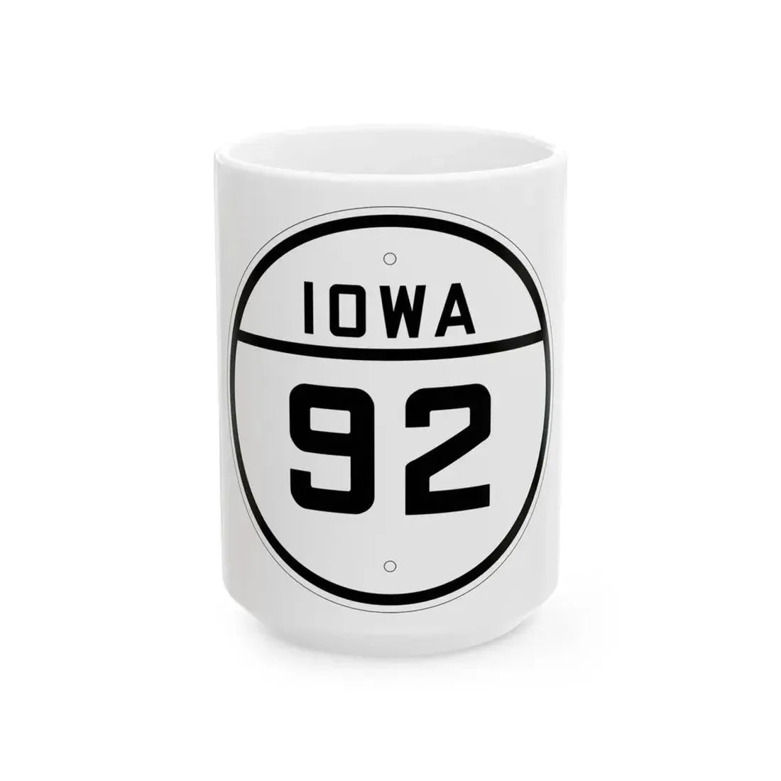 Iowa 92 1926 (Iowa) (Road Sign) White Coffee Mug 15oz - Go Mug Yourself