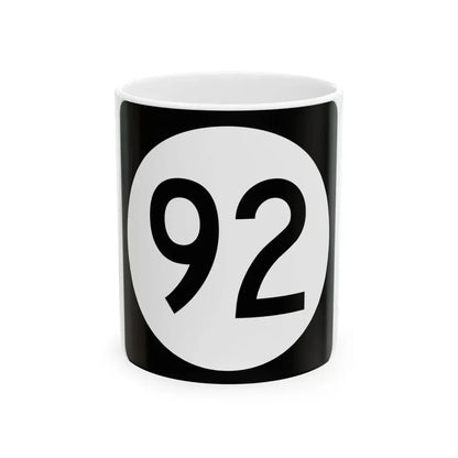 Iowa 92 (Iowa) (Road Sign) White Coffee Mug 11oz - Go Mug Yourself