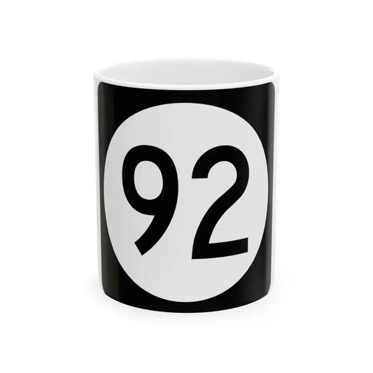 Iowa 92 (Iowa) (Road Sign) White Coffee Mug 11oz - Go Mug Yourself