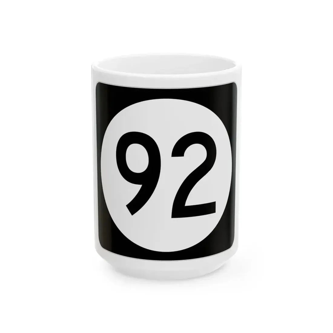 Iowa 92 (Iowa) (Road Sign) White Coffee Mug 15oz - Go Mug Yourself
