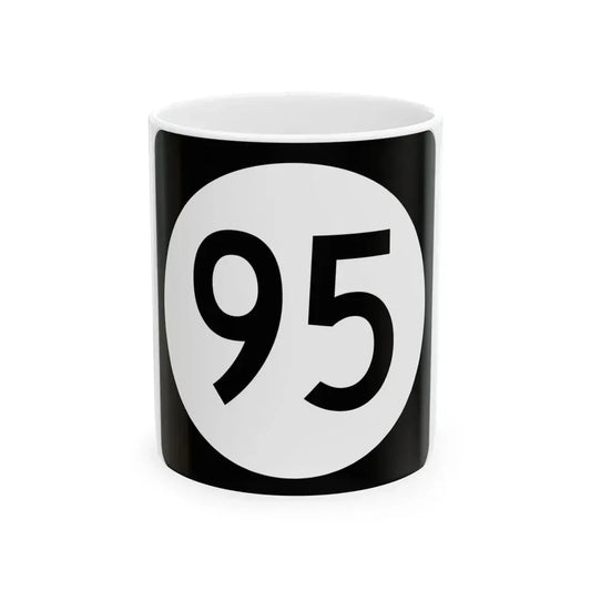 Iowa 95 (Iowa) (Road Sign) White Coffee Mug 11oz - Go Mug Yourself