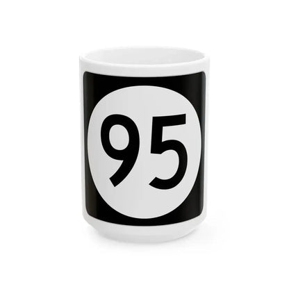 Iowa 95 (Iowa) (Road Sign) White Coffee Mug 15oz - Go Mug Yourself