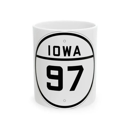 Iowa 97 1926 (Iowa) (Road Sign) White Coffee Mug 11oz - Go Mug Yourself