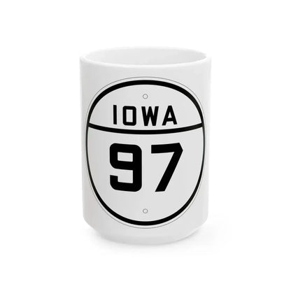 Iowa 97 1926 (Iowa) (Road Sign) White Coffee Mug 15oz - Go Mug Yourself
