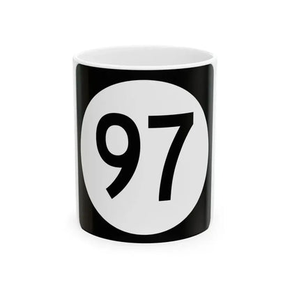 Iowa 97 (Iowa) (Road Sign) White Coffee Mug 11oz - Go Mug Yourself