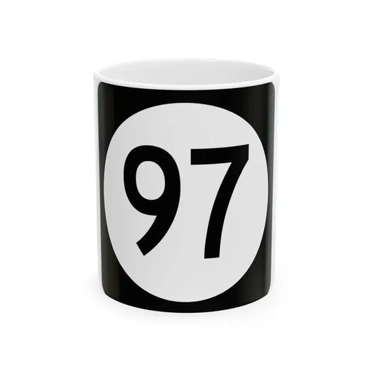 Iowa 97 (Iowa) (Road Sign) White Coffee Mug 11oz - Go Mug Yourself