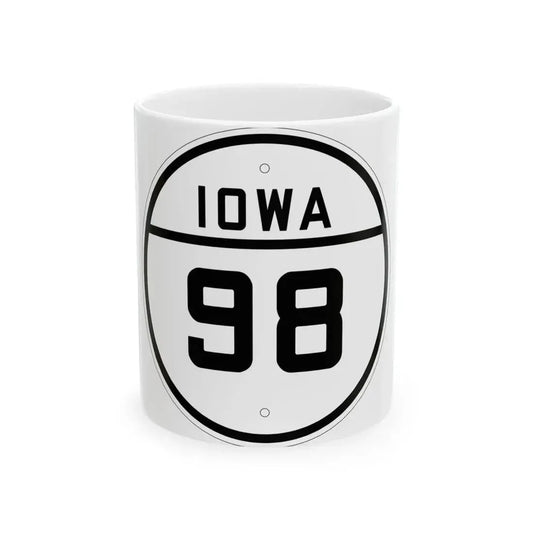 Iowa 98 1926 (Iowa) (Road Sign) White Coffee Mug 11oz - Go Mug Yourself