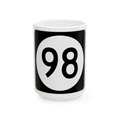 Iowa 98 (Iowa) (Road Sign) White Coffee Mug 15oz - Go Mug Yourself