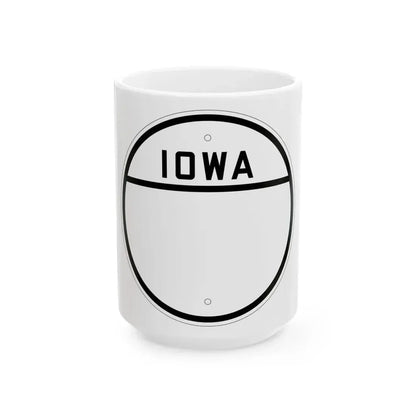 Iowa blank 1926 (Iowa) (Road Sign) White Coffee Mug 15oz - Go Mug Yourself