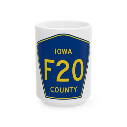 Iowa County Route F20 IA (Iowa) (Road Sign) White Coffee Mug 15oz - Go Mug Yourself