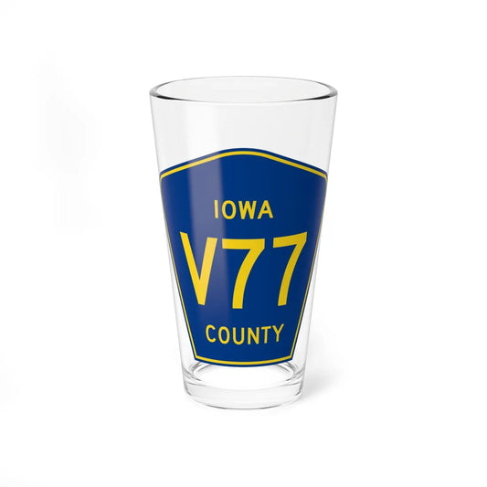 Iowa County Route V77 IA (Iowa) (Road Sign) Pint Glass 16oz 16oz - Go Mug Yourself