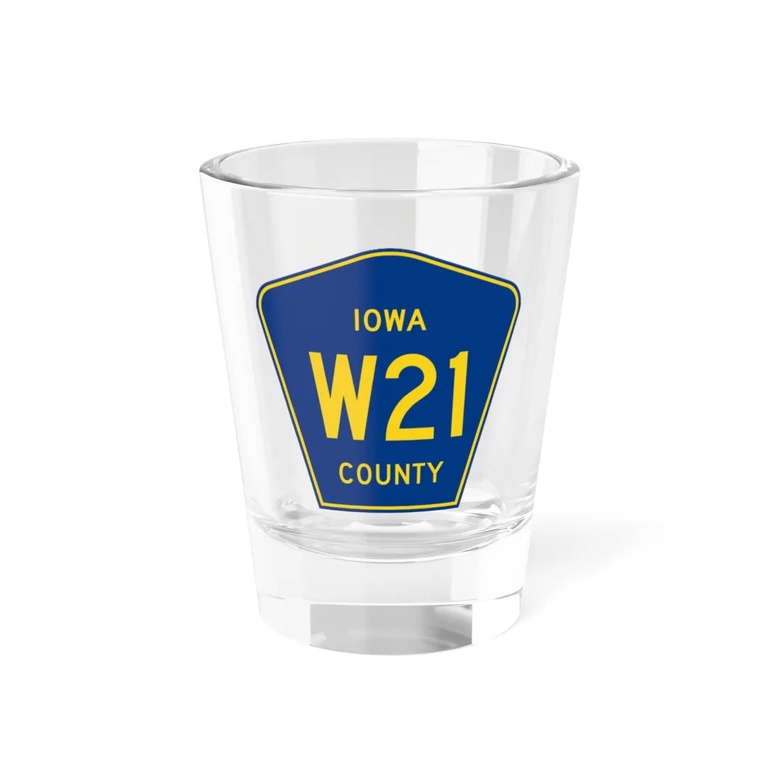 Iowa County Route W21 IA (Iowa) (Road Sign) Shot Glass 1.5oz 1.5oz - Go Mug Yourself