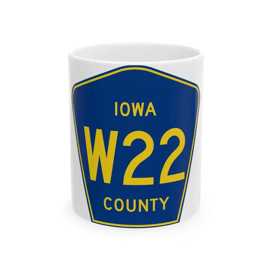 Iowa County Route W22 IA (Iowa) (Road Sign) White Coffee Mug 11oz - Go Mug Yourself