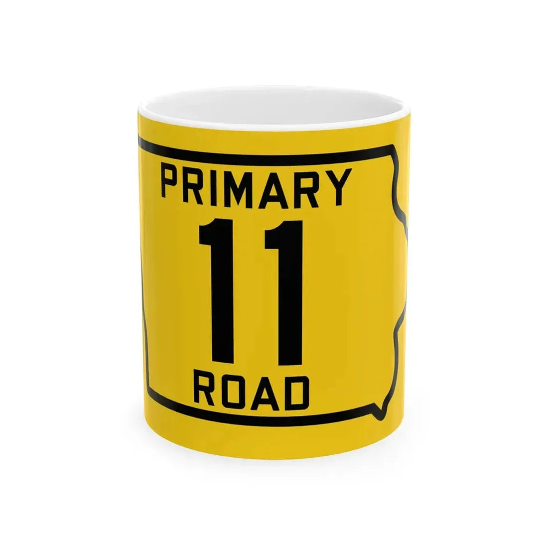 Iowa Primary 11 (Iowa) (Road Sign) White Coffee Mug 11oz - Go Mug Yourself