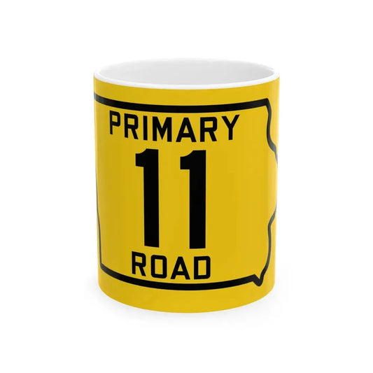 Iowa Primary 11 (Iowa) (Road Sign) White Coffee Mug 11oz - Go Mug Yourself