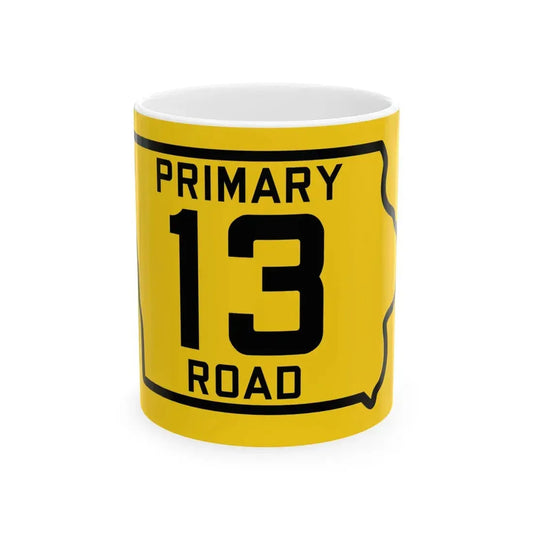 Iowa Primary 13 (Iowa) (Road Sign) White Coffee Mug 11oz - Go Mug Yourself
