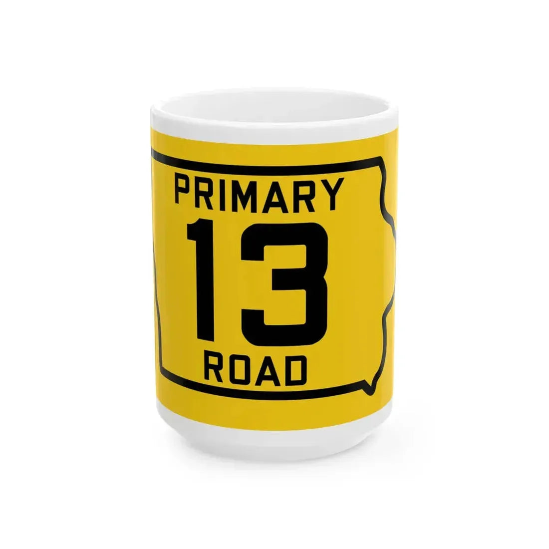 Iowa Primary 13 (Iowa) (Road Sign) White Coffee Mug 15oz - Go Mug Yourself