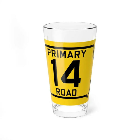 Iowa Primary 14 (Iowa) (Road Sign) Pint Glass 16oz 16oz - Go Mug Yourself