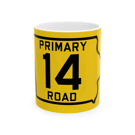 Iowa Primary 14 (Iowa) (Road Sign) White Coffee Mug 11oz - Go Mug Yourself