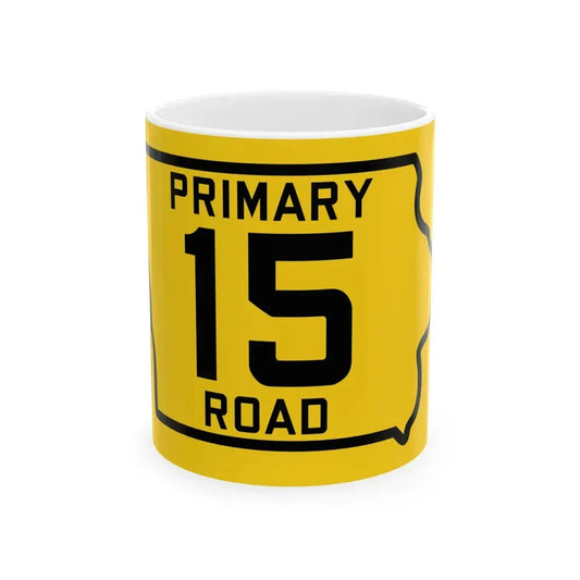Iowa Primary 15 (Iowa) (Road Sign) White Coffee Mug 11oz - Go Mug Yourself