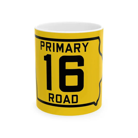 Iowa Primary 16 (Iowa) (Road Sign) White Coffee Mug 11oz - Go Mug Yourself