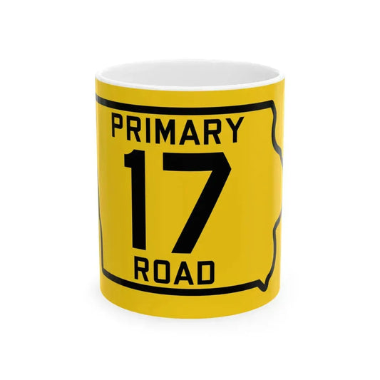 Iowa Primary 17 (Iowa) (Road Sign) White Coffee Mug 11oz - Go Mug Yourself