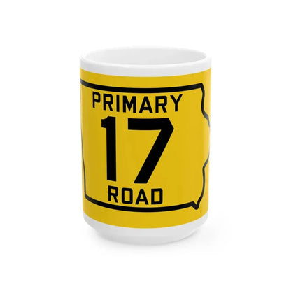 Iowa Primary 17 (Iowa) (Road Sign) White Coffee Mug 15oz - Go Mug Yourself