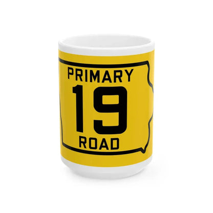Iowa Primary 19 (Iowa) (Road Sign) White Coffee Mug 15oz - Go Mug Yourself