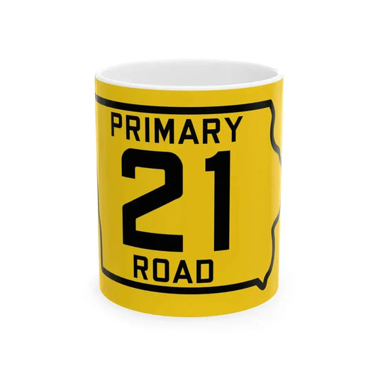 Iowa Primary 21 (Iowa) (Road Sign) White Coffee Mug 11oz - Go Mug Yourself