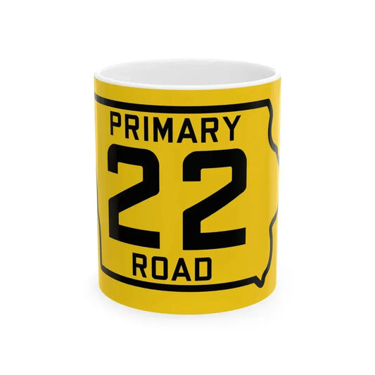 Iowa Primary 22 (Iowa) (Road Sign) White Coffee Mug 11oz - Go Mug Yourself